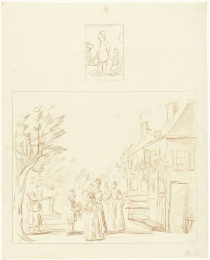 Boy with a small child / Two mothers and five children at a country house