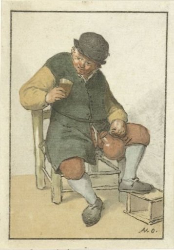 Seated peasant with a jug