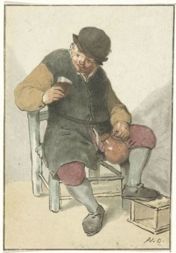Seated peasant with a jug