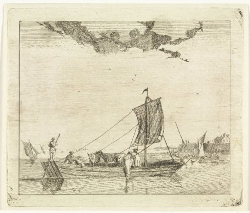Flat barge with cattle