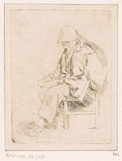 Seated man with cap
