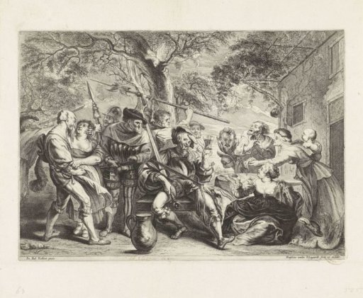 Peasants and Soldiers Celebrating Outside an Inn