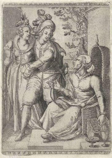 Young Couple Walking Past an Old Woman Offering Money