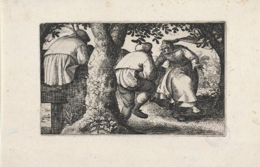 Dancing Peasant Couple with Bagpiper