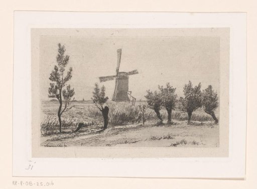 Landscape with mill and pollard willows near Abcoude