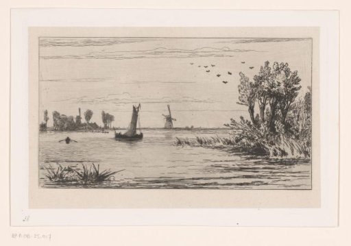 Lake Abcoude with rowing boat and sailing boat