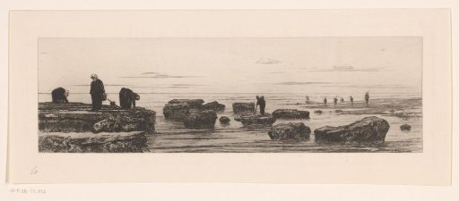 Seaweed gatherers on the coast near Veules
