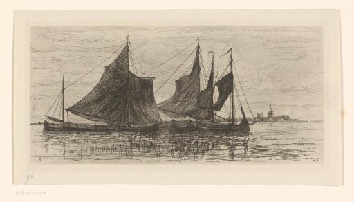 Sailing ships at anchor at Dordrecht