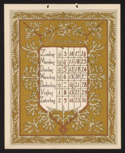 Calendar page for November 1901