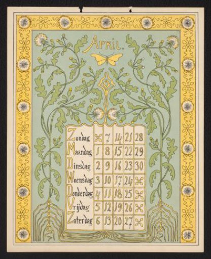 Calendar page for April 1901