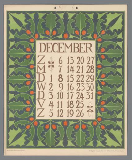 Calendar 'Flower and Leaf' with December