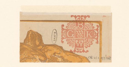 Vignette with letters B, K, W and G and part of a lion's head