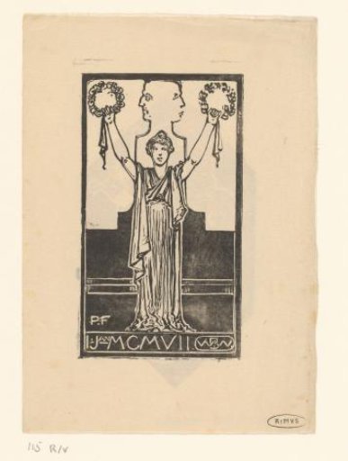 New Year's greeting for 1907, with woman in Roman dress
