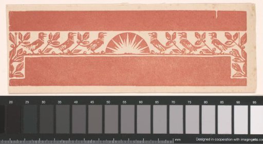 Ornamental border with leaves, birds and sun