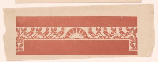 Ornamental border with leaves, birds and sun