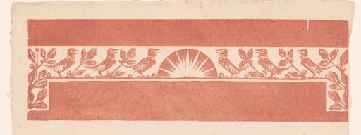 Ornamental border with leaves, birds and sun