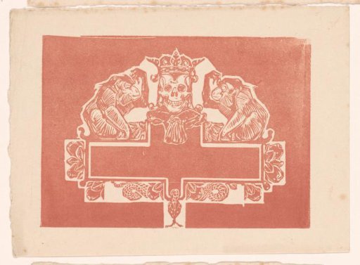 Title vignette with crowned skull and monkeys