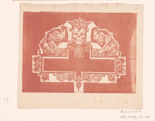 Title vignette with crowned skull and monkeys