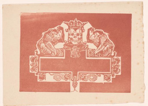 Title vignette with crowned skull and monkeys