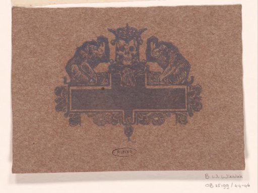 Title vignette with crowned skull and monkeys