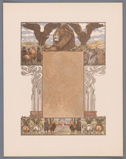 Extinguished candles and Lion (Nobel) flanked by eagles