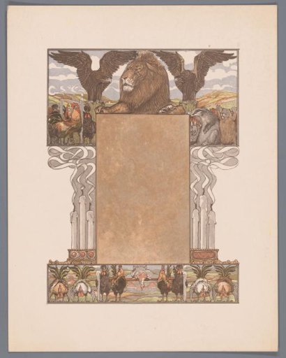 Extinguished candles and Lion (Nobel) flanked by eagles