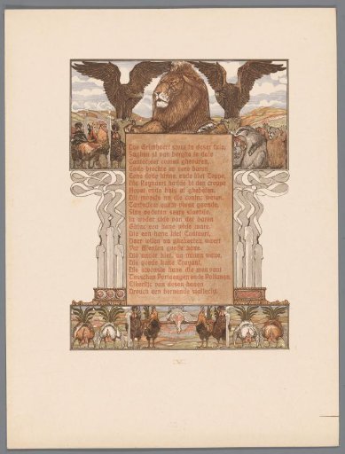 Extinguished candles and Lion (Nobel) flanked by eagles