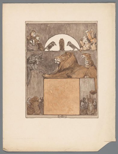 Fox (Reynard) before Lion (Noble) and other animals in court
