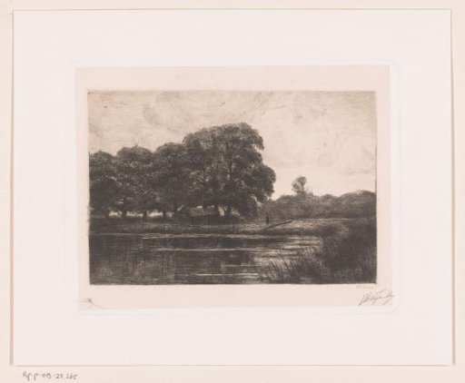 Landscape with water and barn