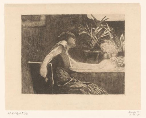 Woman at a Table with Flowers