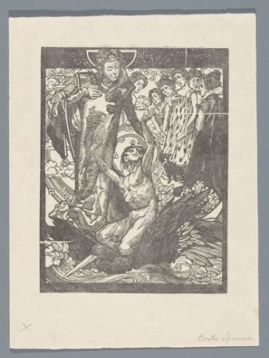 Female Figures with a Man on the Back of a Bird