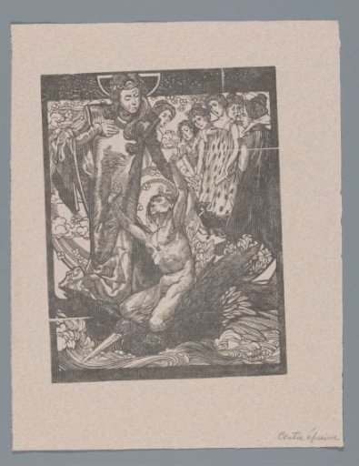 Female Figures with a Man on the Back of a Bird