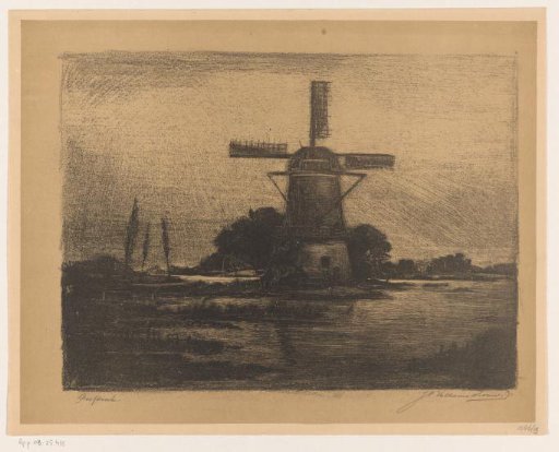 Mill by a pond