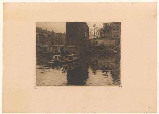 View of the ferry crossing at the Montelbaanstoren in Amsterdam