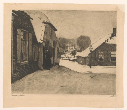 Snow-covered houses in Ede