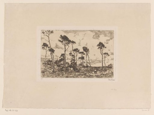 Landscape with leafless trees and woodcutters