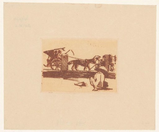 Crouching figure and a sado in Buitenzorg