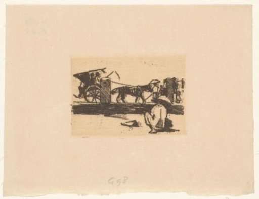 Crouching figure and a sado in Buitenzorg