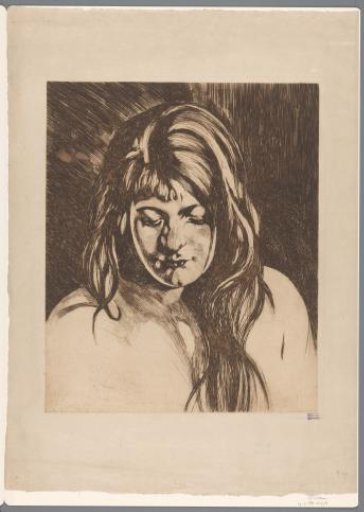 Head of a woman with loose hair