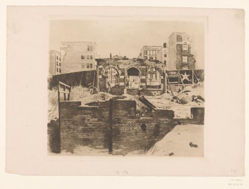 View of a ruin on Post Street in San Francisco