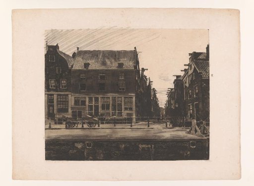 View of the Jodenhouttuinen in Amsterdam from the water near the Sint Antoniesluis