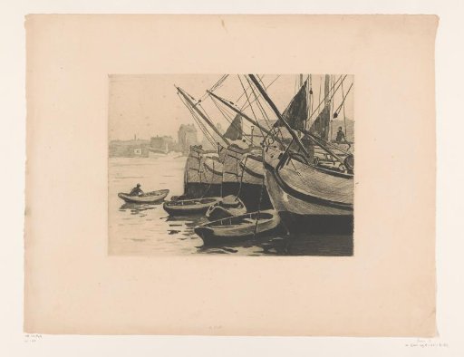 Three turf boats with rowing boats in the IJ