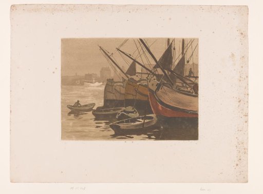 Three turf boats with rowing boats in the IJ