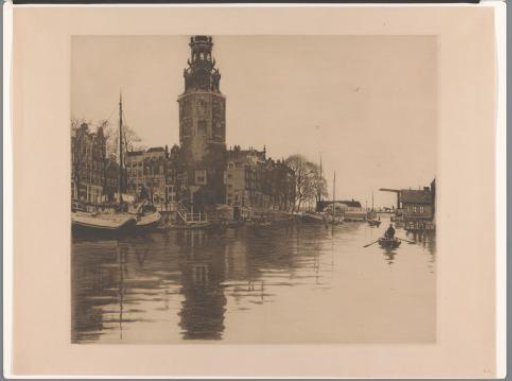 View of the Montelbaanstoren in Amsterdam from the Water of the Oudeschans