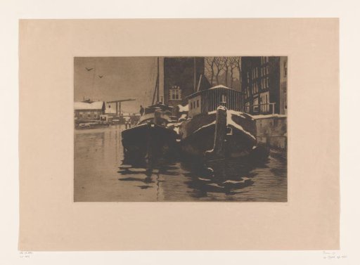 Two Boats Moored in the Oude Schans in Amsterdam