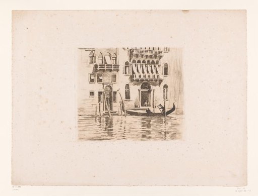 Gondolier Poles a Gondola Along Facades on the Grand Canal in Venice