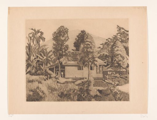 Dwelling in Bogor with a Mountain in the Background