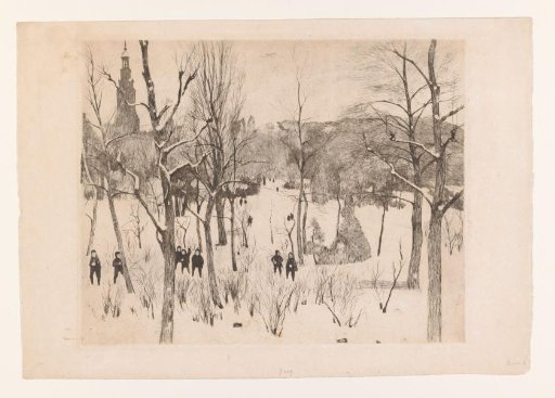 Children Playing in the Snow in the Oosterpark in Amsterdam
