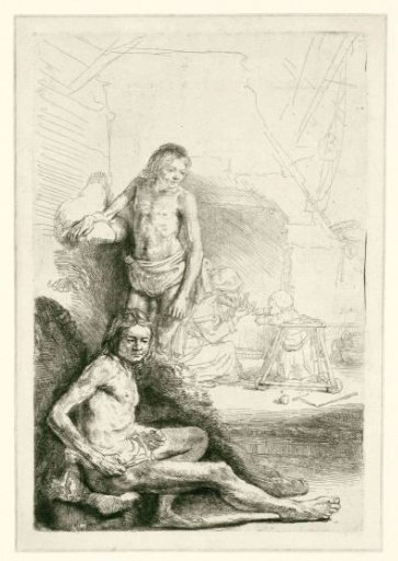 Male nude, seated and standing