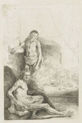 Male nude, seated and standing